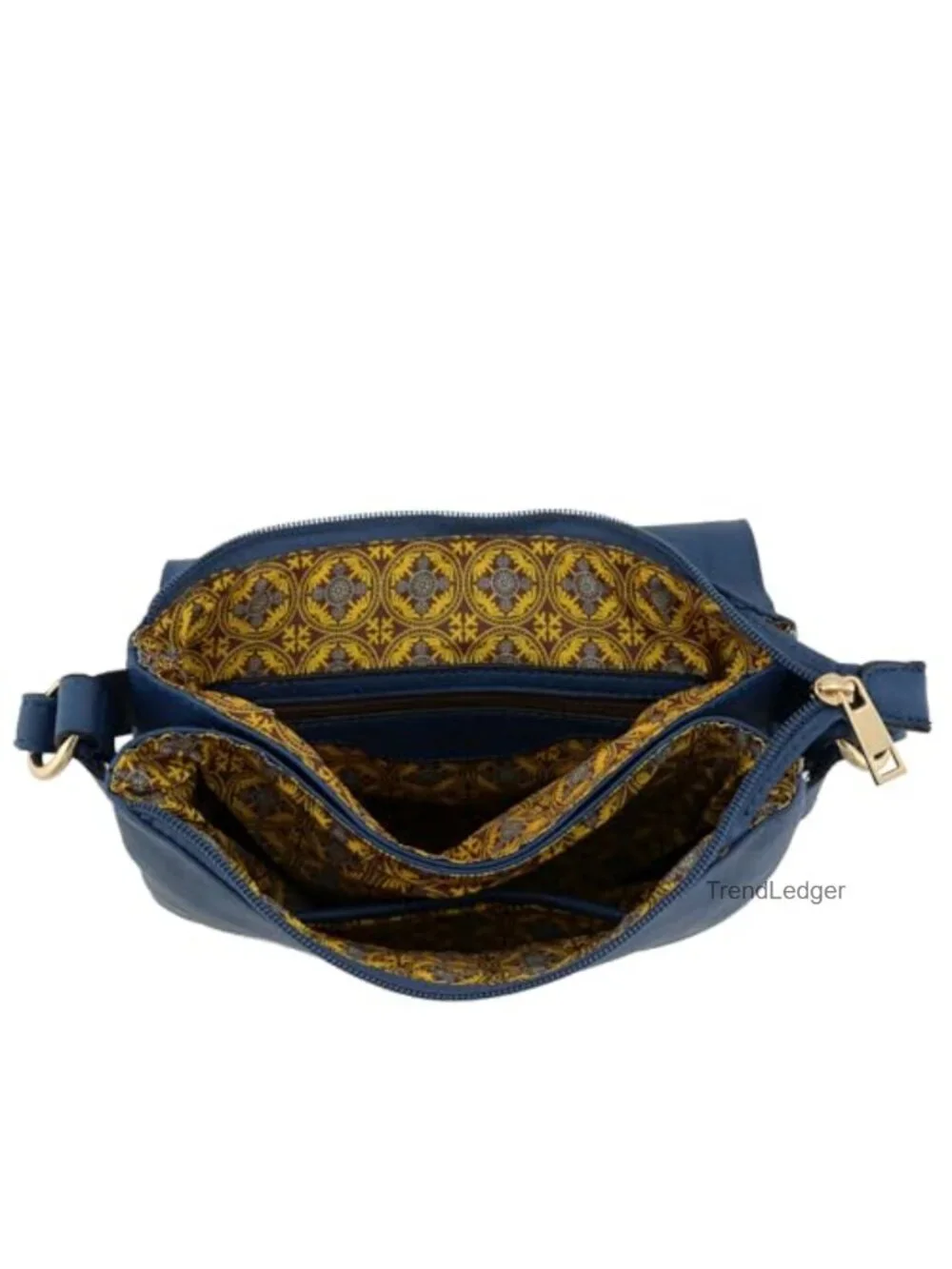 Large Flapover Crossbody Bag Faux Leather Adjustable Strap Double Compartment